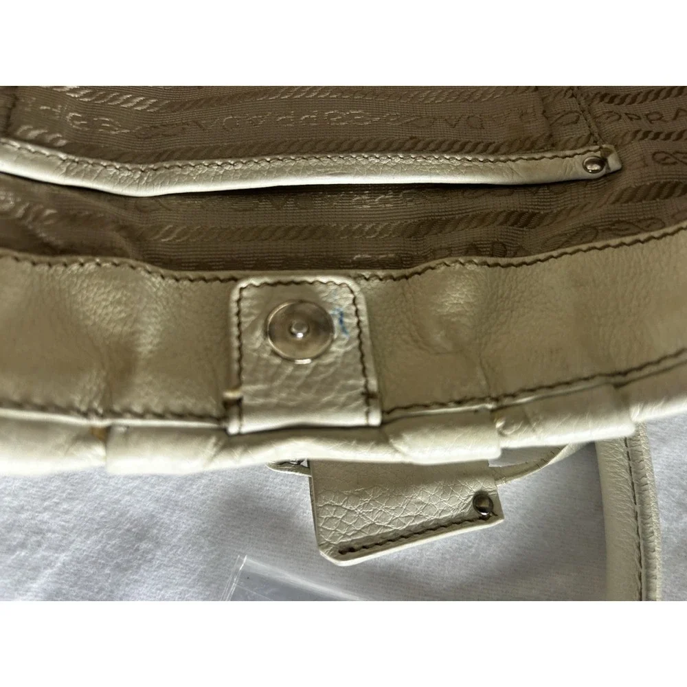 Prada  Leather Vitello Daino Push Lock Shoulder Bag Authentic - Picture 11 of 16